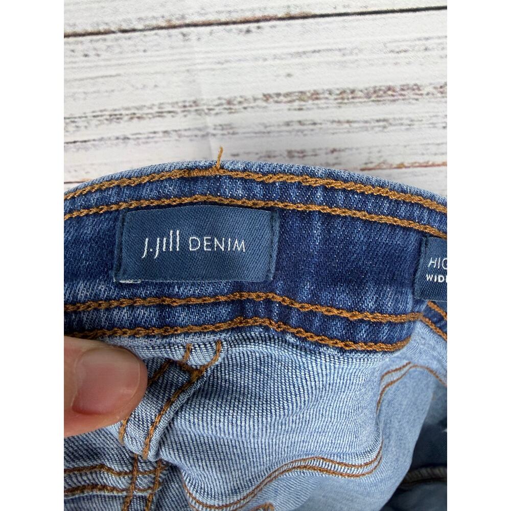 J.Jill High Rise Wide Leg Crop Blue Jeans 16 Regular Stretch Casual Button Fly - Picture 6 of 9